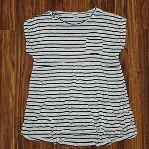 Time and Tru Black White Striped Maternity Flowy Top Womens Size S